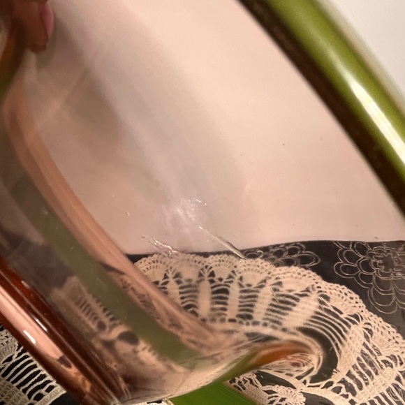 Vintage Tiffin Franciscan Rambler Rose Rolled Edge Console Pink Green Gold Rim - Picture 15 of 17